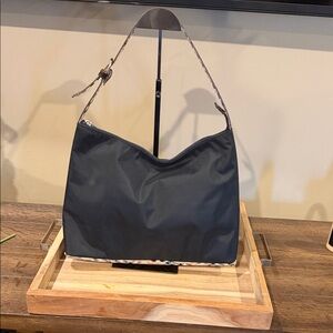 Burberry Nova Check Blue Label Tote Bag Nylon Black